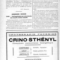 1393 - Page 1350-LXIV - Correspondance. Application des tarifs d’honoraires. b) Pensionnés de guerre. Tarif des pneumothorax chez les pensionnés de guerre / Assurances sociales. Tarif applicable aux soins donnés aux assurés sociaux assistés