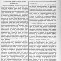 1424 - Page 1381 - Partie scientifique. L’actualité scientifique. La Presse. Le traitement du diabète sucré par l’insuline protamine-zinc [(Revue Médicale français, février 1939)]