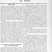 1494 - Page 1451 - Partie scientifique. L’actualité scientifique. La Presse. Néphrite grave et néphrite mortelle chez deux enfants atteints de gale [(Lyon Médical, 5 mars 1939.)] / Les infiltrations novocaïniques pérlarticulaires dans le traitement de la goutte [(Le Progrès Médical, 4 mars 1939.)] / Maladies infectieuses et métabolisme des glucides [(Le Progrès Médical, 1er avril 1939.)] / Les ulcères peptiques perforés en péritoine libre [(Revue Médicale de Nancy, 1er avril 1939.)]