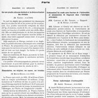1496 - Page 1453 - Partie scientifique. L’actualité scientifique. Les Sociétés Savantes. Paris. Académie de médecine. Sur une poudre siliceuse destinée à la désinsectisation des céréales, (4-4-1939) / Dépopulation, ses origines, ses causes, ses remèdes, (4-4-1939) / Académie de chirurgie. Subluxation du coude avec fracture de l’épitrochlée et interposition de fragment dans l’interligne articulaire, (1-2-1939) / Forme septicémique d’ostéomyélite, (8-2-1939)