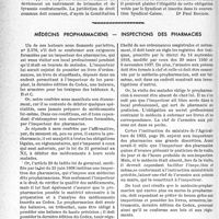 1507 - Page 1464 - Partie professionnelle. Bulletin de l’Actualité. Assurances sociales - tarif syndical limitatif et obligatoire [Dr Paul Boudin] / Médecins pro pharmaciens - inspections des pharmacies