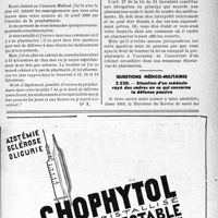 1528 - Page LXVII-1485 - Correspondance. Questions diverses. Conditions du droit à la prorogation du bail / Exercice de la pro pharmacie / Questions médico-militaires. Situation d'un médecin rayé des cadres en ce qui concerne la défense passive