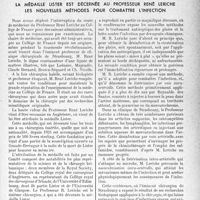 1544 - Page 1501 - Propos du jour. La médaille lister est décernée au professeur René Leriche les nouvelles méthodes pour combattre l'infection [J. Noir]