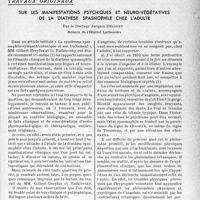 1546 - Page 1503 - Partie scientifique. Travaux originaux. Sur les manifestations psychiques et neuro-végétatives de la diathèse spasmophile chez l’adulte, par le Docteur Jacques Decourt