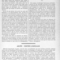 1552 - Page 1509 - Partie scientifique. Travaux originaux. Le traitement chirurgical de la tuberculose pulmonaire vu par un médecin, par le Docteur L. Jullien / Abcès centro-linguaux