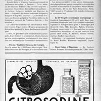 1594 - Page IX-1551 - Dernières nouvelles. Journée médicale d’Angers / Prix de l’Académie Duchenne de Eoulogne / Le IIIe Congrès neurologique international / Royal College of Physiclans