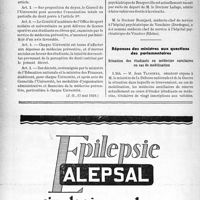 1597 - Page 1554-XII - A travers l’officiel. Enseignement supérieur / Hôpitaux psychiatriques / Réponses des ministres aux questions des parlementaires. Situation des étudiants en médecine sursitaires en cas de mobilisation
