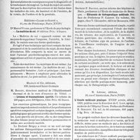 1623 - Page 1580 - Partie scientifique. L’actualité scientifique. Les Livres. Les erreurs et les fautes en urologie, L. Strominger, Masson et Cie, éditeurs, Paris / La maîtrise de soi, Dr Marcel Viard, Editions « Calme et Santé », 4e édition, Paris (XVIIe) / Lésions et traumatismes sportifs, M. Boigey, Masson et Cie, éditeurs / Éléments de thérapeutique médicale, Docteur P. Baufle, Masson et Cie, éditeurs / L’Année médicale pratique, R. Lépin, éditeur, Paris (VIIIe)