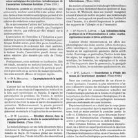 1624 - Page 1581 - Partie scientifique. L’actualité scientifique. Les Thèses. Étude critique sur la valeur anthalgique des injections intradermiques de l’association histamine-histidine,par Dr G. Chabanier. (Thèse 1939.) / La prophylaxie de la syphilis en Tunisie, par Dr S. Mellouli / Résultats obtenus dans la paralysie générale au Centre de malarlathérapie de l’hôpital Cochin, par Dr W. Lederer, (Thèse 1939.) / L’immunité et l’allergie tuberculeuses, par Dr E. Wolinetz, (Thèse 1989.) / Les indications thérapeutiques de la d'Arsonvalisation à ondes courtes. Applications locales et fièvre artificielle, par Dr Pierre G. Lièvre / Contribution à l’étude des causes de l’avortement spontané, par Dr F. Lorans, (Thèse 1939.)