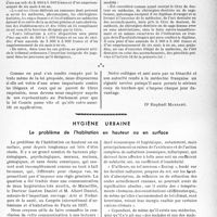 1630 - Page 1587 - Partie professionnelle. Bulletin de l’Actualité. La proposition de loi Cousin [Dr Raphaël Massart] / Hygiène urbaine. Le problème de l’habitation en hauteur ou en surface