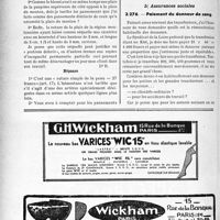 1653 - Page 1610-LXVIII - Correspondance. Application des tarifs d’honoraires. a) Accidents du Travail. Pretium doloris d'incapacité permanente partielle / b) Assurances sociales. Paiement du donneur de sang