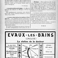 1663 - Page 1620-X - Dernières nouvelles. Une belle journée chez les médecins d’Eure-et-Loir / Amicale des médecins de Bretagne / L’examen radiographique des candidats à l’École Saint-Cyr / Naissance / Nécrologie [Docteurs C. Fistié, Hubert Lavrand]