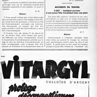 1714 - Page LXV-1671 - Correspondance. Application des tarifs d’honoraires. Assurances sociales. 1° Accouchement provoqué ; 2° Soins à un enfant nouveau-né / Accidents du travail. Accident survenu à une jeune fille travaillant chez son père
