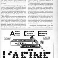 1730 - Page IX-1687 - Dernières nouvelles. L’Exposition de la Sécurité / Société médico-chirurgicale des hôpitaux libres / Association internationale de cosmobiologie / Dispensaires anti-tuberculeux de la Loire-Inférieure