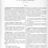 1761 - Page 1718 - Partie professionnelle. Bulletin de l’Actualité. Chronique des maladies professionnelles et de l’hygiène industrielle. France. Inspection des jeunes ouvriers dans le département du Pas-de-Calais / Journées nationales de Service social / Médecins-conseils / IIe Congrès national d’orientation professionnelle / L’Institut de récupération fonctionnelle et professionnelle