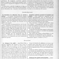 1762 - Page 1719 - Partie professionnelle. Bulletin de l’Actualité. Chronique des maladies professionnelles et de l’hygiène industrielle. Belgique / Grande-Bretagne. La réparation de la Byssinose chez les ouvriers cardeurs / Quatrième conférence mondiale de l'assistance aux estropiés / États-Unis. Le chômage et la santé / Réparation des maladies professionnelles