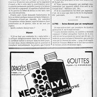 1773 - Page 1730-LVI - Correspondance. Application des tarifs d’honoraires. a) Accidents du Travail. Quelques questions intéressantes à fixer / Soins donnés par un remplaçant