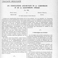 1794 - Page 1749 - Partie scientifique. Travaux originaux. Les complications ano-rectales de la curiethérapie et de la radiothérapie utérines, par MM. Pierre Oury, et Étienne Péraly. 1° Névralgies ano-rectales