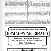 1911 - Page 1860-X - Dernières nouvelles. Le Forfait-Cure de Vichy / Films de médecine coloniale / Concours de médecin de sanatorium public pour tuberculeux pulmonaires