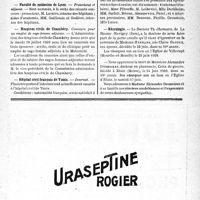 1912 - Page XI-1861 - Dernières nouvelles. Concours de médecin de sanatorium public pour tuberculeux pulmonaires / Faculté de médecine de Lyon / Hospices civils de Chambéry / Hôpital civil français de Tunis / Hôpital-Fondation de Rothschild / Nécrologie [Mme Claire Gatoux, M Alexandre Desmoires]