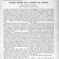 1918 - Page 1867 - Partie scientifique. Travaux originaux. Quelques données sur le problème des gauchers, par le Docteur Lévy-Bruhl