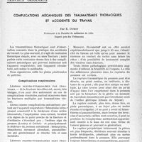 1958 - Page 1907 - Partie scientifique. Travaux originaux. Complications mécaniques des traumatismes thoraciques et accidents du travail, par E. Duhot