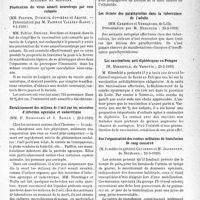 1978 - Page 1927 - Partie scientifique. L'actualité scientifique. Les Sociétés Savantes. Paris. Académie de médecine. Pénétration du virus amaril neurotrope par voie cutanée, (9-5-1939.) / Envahissement des milieux de l’oeil par les microbes d'infection agonique et cadavérique, (23-5-1939) / Les lésions des parathyroïdes dans la tuberculose de l’adulte, (23-5-1939) / Les vaccinations anti-diphtériques en Pologne, (23-5-1939) / Sur l’organisation des centres militaires de transfusion de sang conservé, (23-5-1939)
