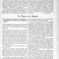 2038 - Page 1987 - Partie professionnelle. L’actualité professionnelle. Informations judiciaires. Le libre-choix du médecin à l’hôpital est légal à condition que le service public soit assuré / La Presse et les Sociétés. Deux cas simultanés d’intoxication accidentelle par l’hydrogène arsénié : l’un bénin, l’autre rapidement mortel [(Annales de Médecine Légale, mars 19 39.)]