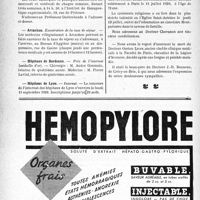 2059 - Page 2008-X - Dernières nouvelles. Académie Duchenne de Boulogne / École d’anesthésie de Liège / Arcachon. Exonération de la taxe de séjour / Hôpitaux de Bordeaux / Hôpitaux de Lyon / Naissance / Nécrologie [Mme Reine Rousselle; Docteur Gaston Lyon]