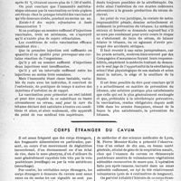 2067 - Page 2016 - Partie scientifique. La prévention du tétanos, par le Docteur Raphaël Massart. La vaccination / Corps étranger du cavum