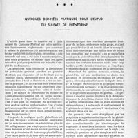 2072 - Page 2021 - Partie scientifique. L’actualité scientifique. Thérapeutique. Quelques données pratiques pour l’emploi du sulfate de phénédrine
