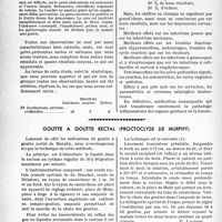 2107 - Page 2056 - Partie scientifique. Travaux originaux. Travail de la clinique gynécologique de la faculté de médecine de Marseille. La sulfamidothérapie en gynécologie, par Jean Figarella / Goutte à goutte rectal (proctoclyse de murphy) [P. Lacroix]