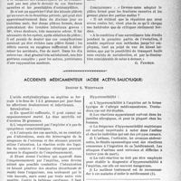 2110 - Page 2059 - Partie scientifique. Travaux originaux. Travail de la clinique gynécologique de la faculté de médecine de Marseille. La petite chirurgie au goût du jour. Les plâtres fermés dans les plaies de guerre, avec ou sans fracture. Les enseignements de la guerre d’Espagne, d’après les Docteurs R. Dieulafé et A. Baudet [G. Fischer] / Accidents médicamenteux (acide acétylsalicylique), Docteur S. Weintraub