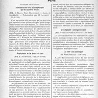 2113 - Page 2062 - Partie scientifique. L’actualité scientifique. Les Sociétés Savantes. Paris. Académie de médecine. Elimination du virus poliomyélitique par les matières fécales, (13-6-1939) / Prophylaxie de la douve du foie, (20-6-1939) / L’encéphalite méningococcique, (6-6-1939) / La lutte anti-alcoolique, (13-6-1939)