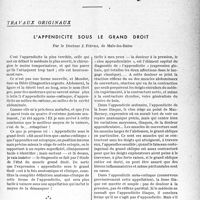 2226 - Page 2175 - Partie scientifique. Travaux originaux. L’appendicite sous le grand droit, par le Docteur J. Fiévez