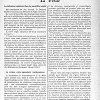 2236 - Page 2185 - Partie scientifique. L’actualité scientifique. La Presse. Les indications opératoires dans les mastoïdites aiguës [(Gaz. Hebd. des Sc. Médicales de Bordeaux 14 mai 1939.)] / La cirrhose ictéro-pigmentaire xanthomateuse [(Paris Médical, 20 mai 1939.)] / Les limites du tabès [(Archives de Neurologie, n° 1,. 1939.)]