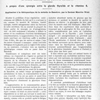 2280 - Page 2229 - Partie scientifique. L'actualité scientifique. Thérapeutique. Travail de la consultation de neuro-endocrinologie infantile du comité marseillais de l’enfance déficiente. A propos d'une synergie entre la glande thyroïde et la vitamine B. Application à la thérapeutique de la maladie de Basedow, par le Docteur Maurice Wahl