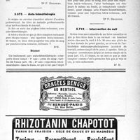 2292 - Page XXXIX-2241 - Correspondance. Application des tarifs d’honoraires. a) Accidents du Travail. « Accord » ou « avis préalable» en cas de traitement par électricité / Auto-hémothérapie / Intervention de nuit