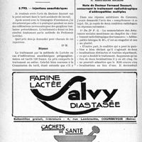 2293 - Page 2242-XL - Correspondance. Application des tarifs d’honoraires. a) Accidents du Travail. Intervention de nuit / Injections anesthésiques / b) Assurances sociales. Note du Docteur Fernand Decourt, concernant le traitement radiothérapique d’adénopathies multiples