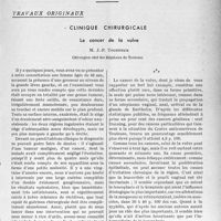 2314 - Page 2263 - Partie scientifique. Travaux originaux. Clinique chirurgicale. Le cancer de la vulve, M. J.-P. Tourneux