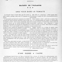2324 - Page 2273 - Partie professionnelle. Bulletin de l'Actualité. Une voix dans le tumulte [G. Lavalée] / D’une guerre à l'autre