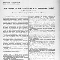2352 - Page 2301 - Partie scientifique. Travaux originaux. Deux tumeurs du sein consécutives à un traumatisme unique, par M. le Docteur Hardouin