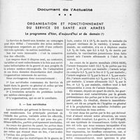 2392 - Page 2339 - Partie professionnelle. Document de l’Actualité. Organisation et fonctionnement du service de santé aux armées. Le programme d'hier, d’aujourd'hui et de demain