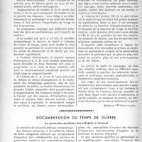 2401 - Page 2348 - Partie professionnelle. Document de l’Actualité. Organisation et fonctionnement du service de santé aux armées. Le programme d'hier, d’aujourd'hui et de demain / Documentation du temps de guerre. La protection sanitaire des réfugiés et évacués