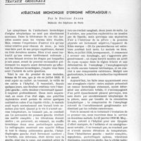 2516 - Page 2461 - Partie scientifique. Travaux originaux. Atélectasie bronchique d’origine néoplasique, par le Docteur Jacob