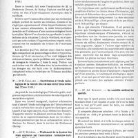 2527 - Page 2470 - Partie scientifique. L'actualité scientifique. Les Thèses. Contribution à l’étude du métabolisme de la vitamine chez le vieillard, par Dr .T. Fabre, (Thèse 1939.) / Contribution à l’étude radiologique de la valvule iléo-caecale et de l’iléon terminal, par Dr E. Gaillard, (Thèse 1939.) / Traitement de la douleur des états angineux par l’association histamine-histidine, par Dr F. Rivière, (Thèse 1939.) / Le contrôle médical des sportifs, par Dr Ad. Schmitt