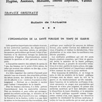2530 - Page 2471 - Partie professionnelle. Travaux originaux. Bulletin de l’Actualité. L’organisation de la santé publique en temps de guerre [Dr Raphaël Massart]