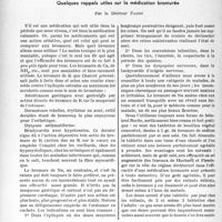 2603 - Page 2538 - Partie scientifique. L’actualité scientifique. Thérapeutique. Quelques rappels utiles sur la médication bromurée, par le Docteur Fagot