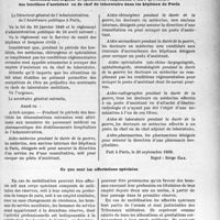 2610 - Page 2545 - Partie professionnelle. Travaux originaux. Documentation du temps de guerre. Médecins, chirurgiens et spécialistes remplissant à titre provisoire des fonctions d’assistant ou de chef de laboratoire dans les hôpitaux de Paris / Ce que sont les affectations spéciales