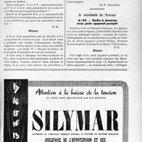 2614 - Page XXXV-2549 - Correspondance. Application des tarifs d'honoraires. a) Assurances sociales. I° " A. T. " ou " A. S. " ? 2° Pansement de brûlure en " A. S. "'/ b) Accidents du Travail. Radio à domicile avec petit appareil portatif